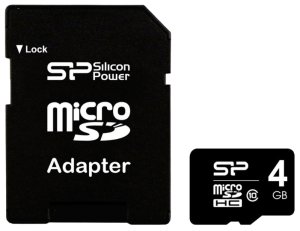 Карта памяти Silicon Power microSDHC 4GB card Class 10 adapter